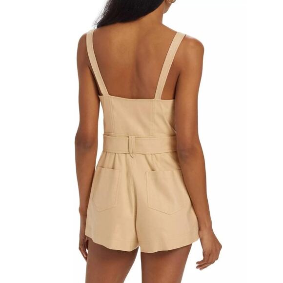 NWT Simkhai in Natural Sleeveless Kai Linen Blend Belted Bustier Romper Womens 2 - Picture 2 of 9